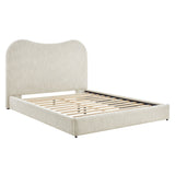 Sculptural Boucle Queen Platform Bed