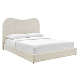 Sculptural Boucle Queen Platform Bed