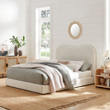 Sculptural Boucle Queen Platform Bed
