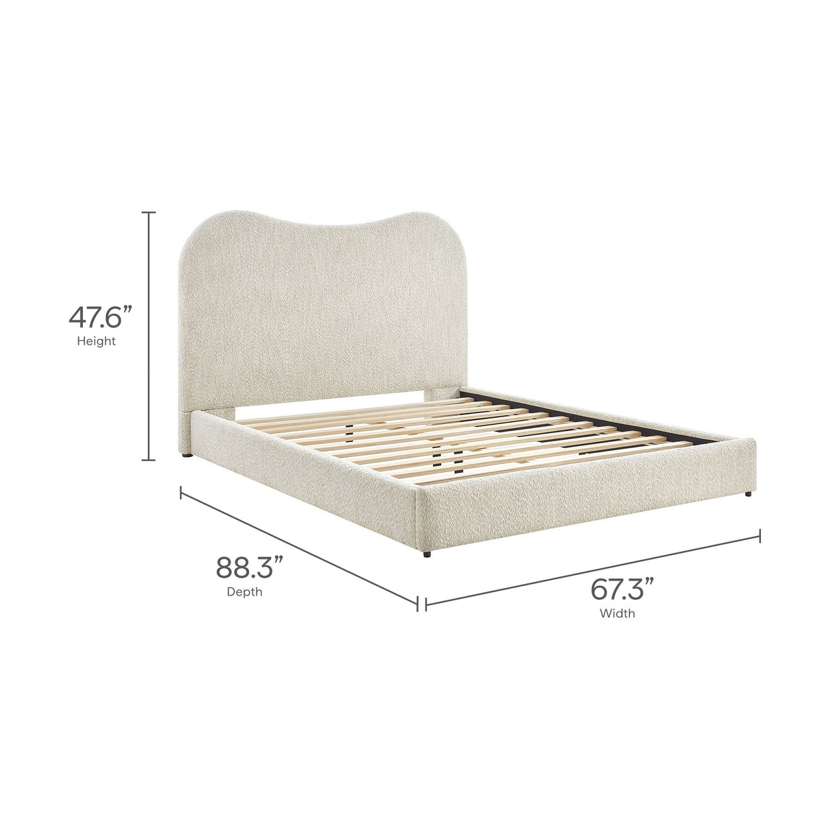 Sculptural Boucle Queen Platform Bed
