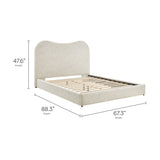 Sculptural Boucle Queen Platform Bed