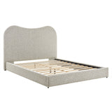Sculptural Boucle Queen Platform Bed