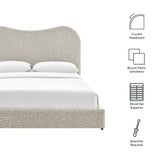 Sculptural Boucle Queen Platform Bed