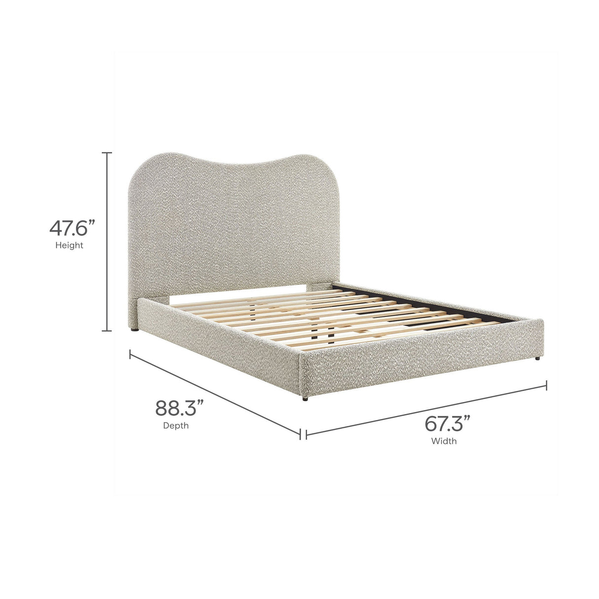 Sculptural Boucle Queen Platform Bed