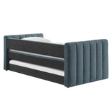 Channel Tufted Performance Velvet Twin Daybed with Trundle