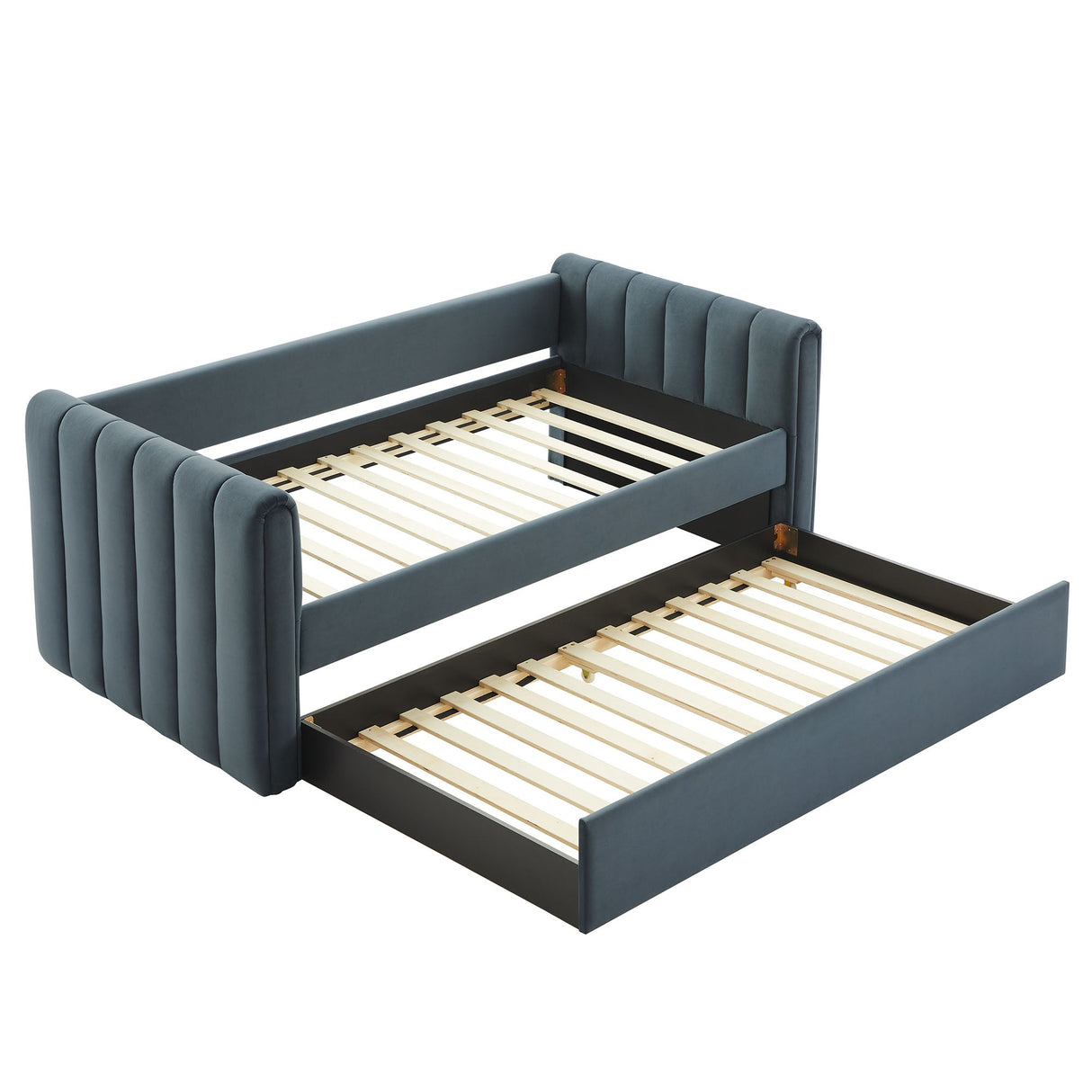 Channel Tufted Performance Velvet Twin Daybed with Trundle