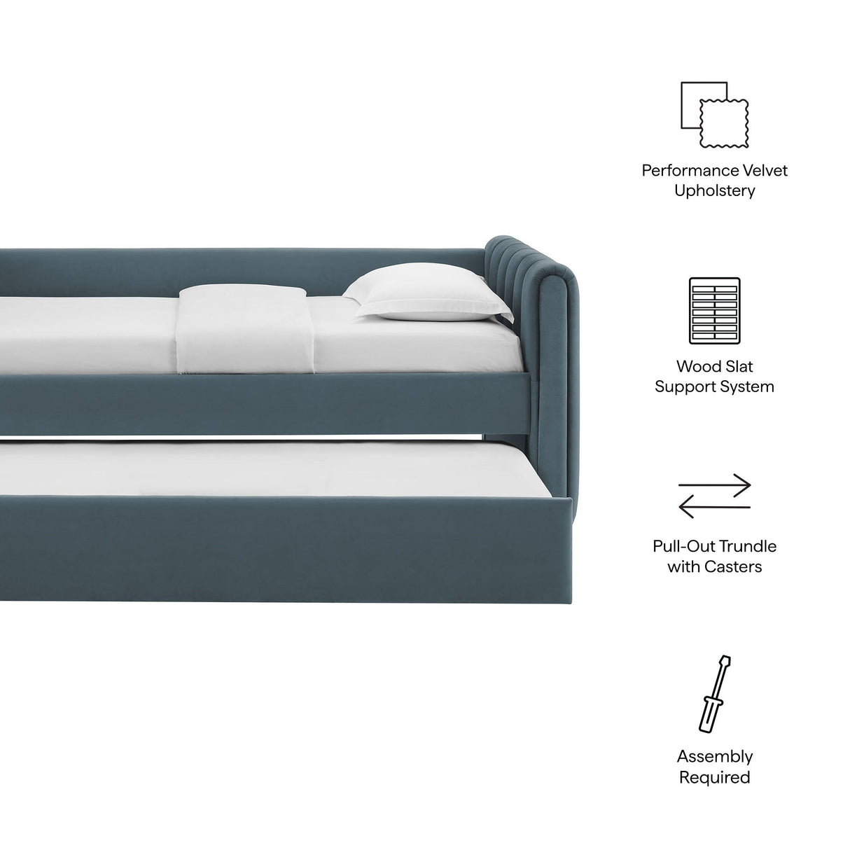 Channel Tufted Performance Velvet Twin Daybed with Trundle