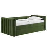 Channel Tufted Performance Velvet Twin Daybed with Trundle
