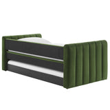 Channel Tufted Performance Velvet Twin Daybed with Trundle