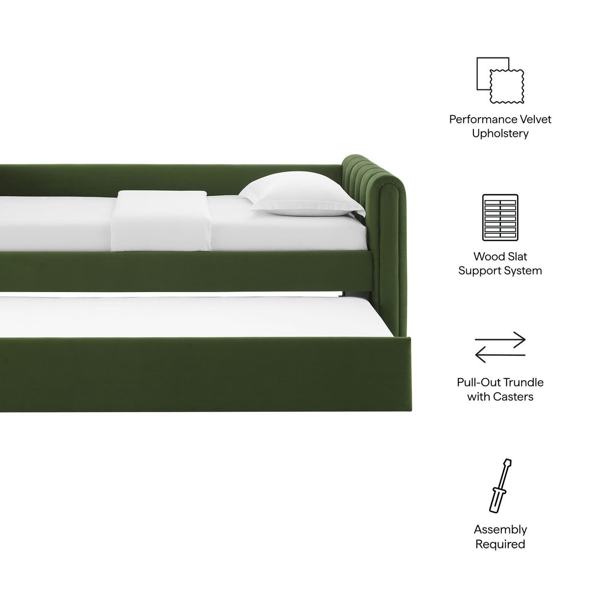 Channel Tufted Performance Velvet Twin Daybed with Trundle