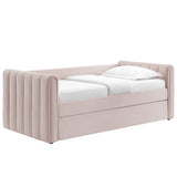 Channel Tufted Performance Velvet Twin Daybed with Trundle