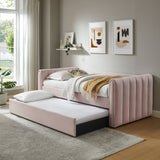 Channel Tufted Performance Velvet Twin Daybed with Trundle