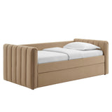 Channel Tufted Performance Velvet Twin Daybed with Trundle