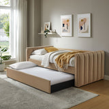 Channel Tufted Performance Velvet Twin Daybed with Trundle