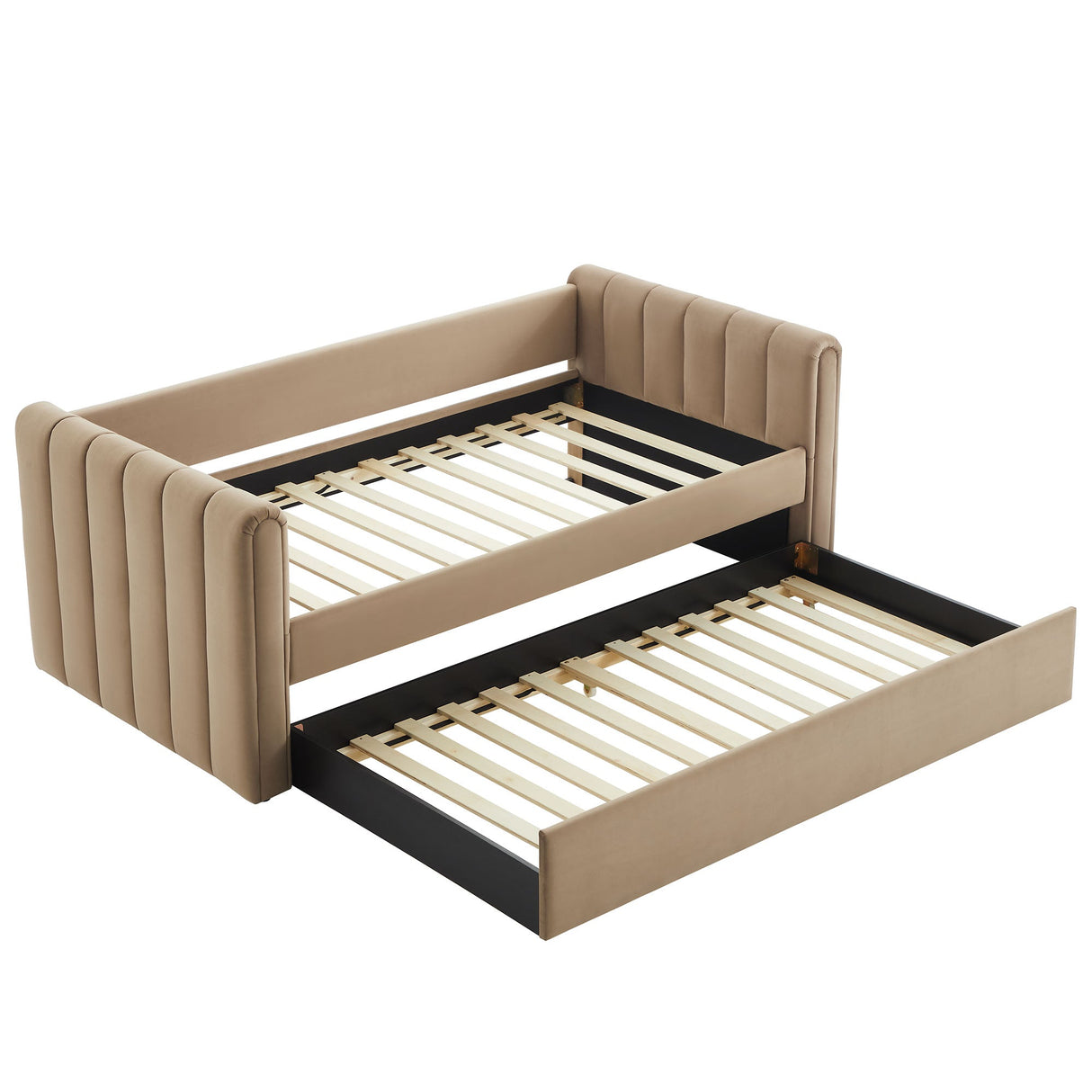 Channel Tufted Performance Velvet Twin Daybed with Trundle