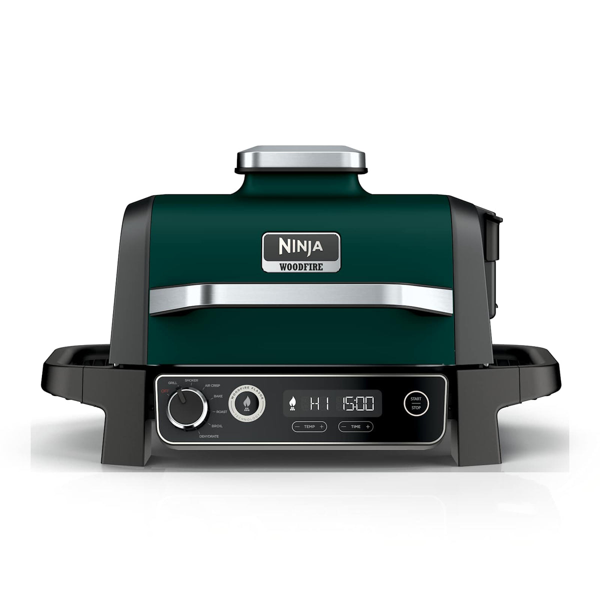 Ninja OG702QGN outdoor grill and smoker in green, closed front view