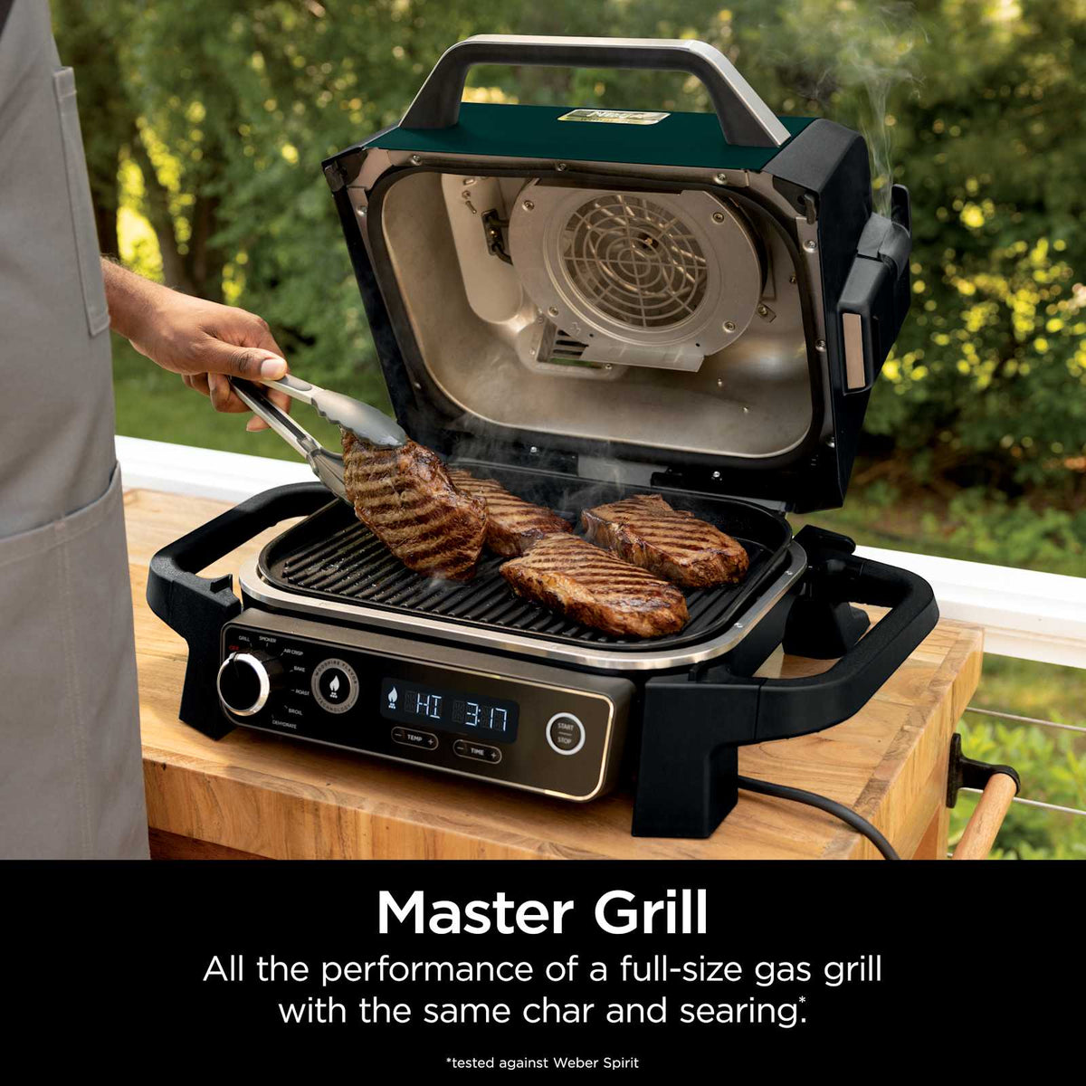 Green Ninja OG702QGN grilling steaks