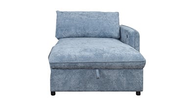 Finn Blue Storage Chaise with Hidden Storage