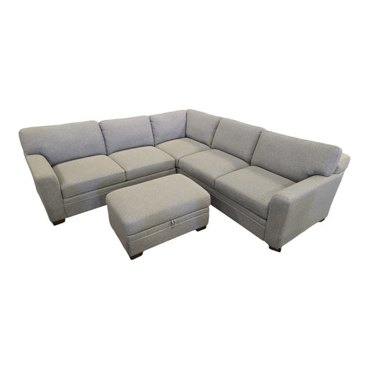 Thomasville Langdon Fabric Sectional with Chaise and Storage Ottoman