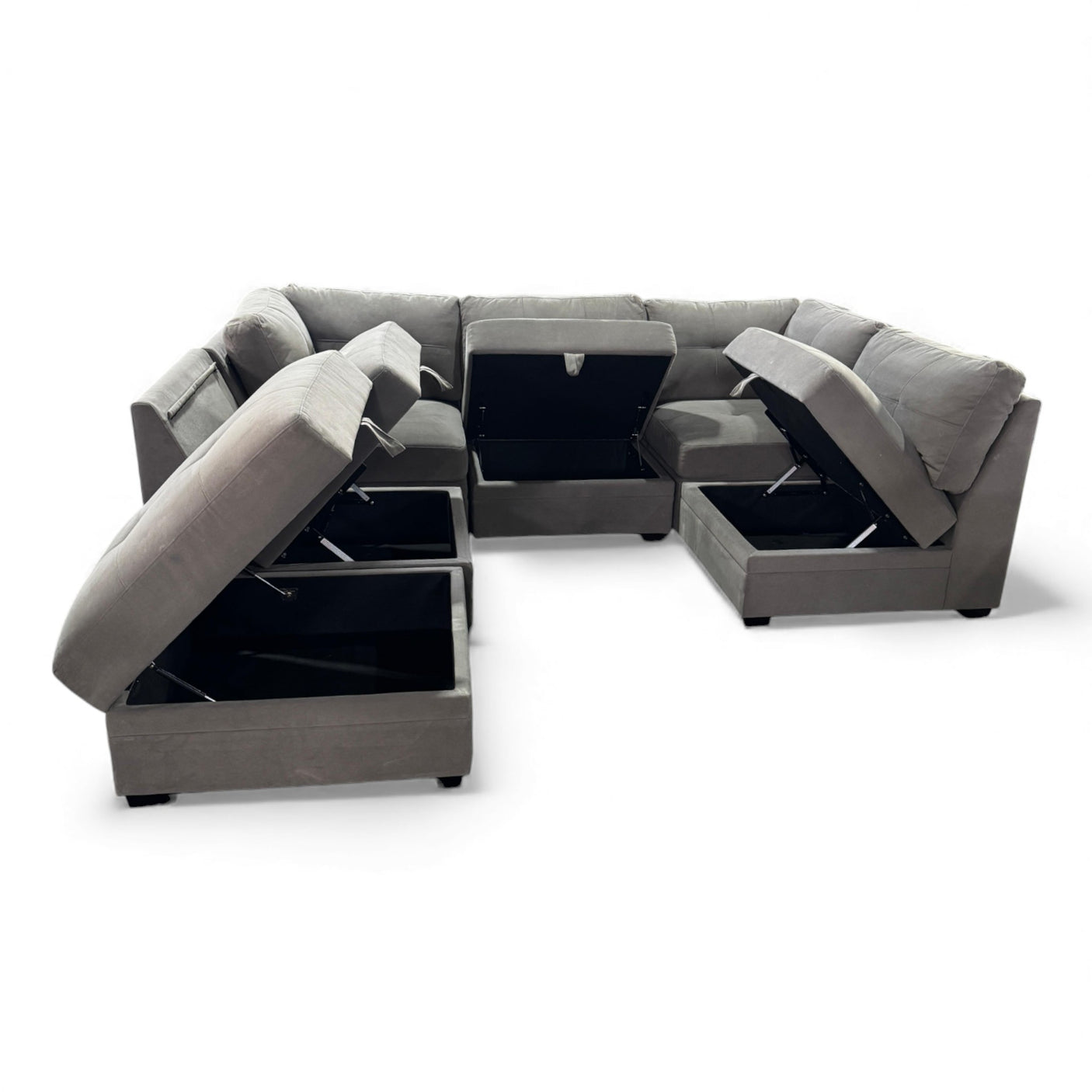 Vaughnn 6-piece Fabric Modular Sectional with Storage by Ontai
