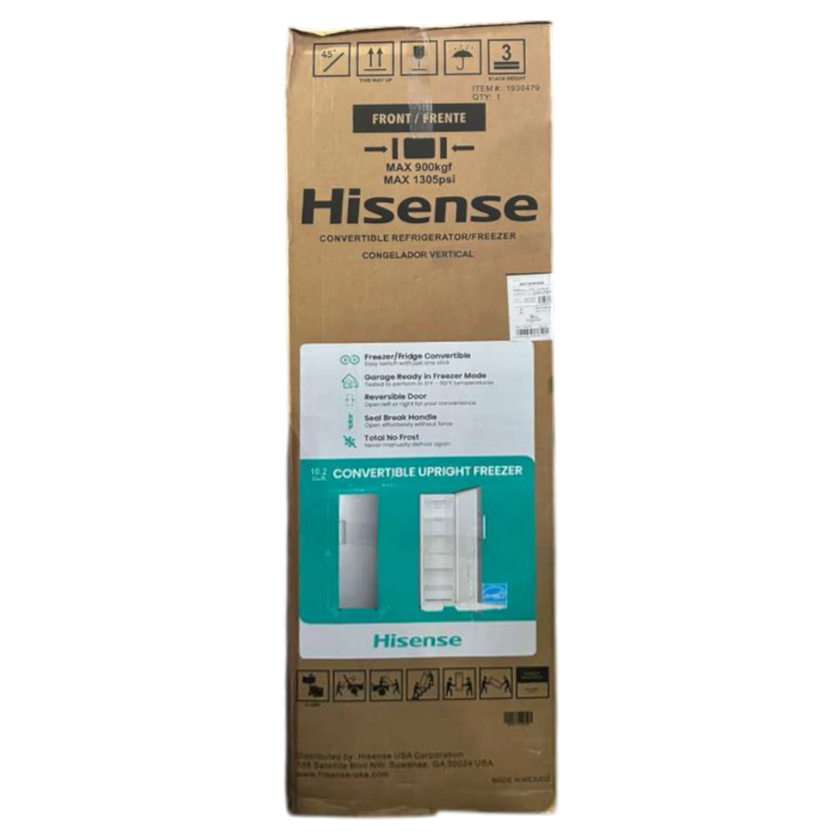 Hisense 10.2 cu. ft. Garage Ready Frost Free Convertible Upright Freezer with Seal Break Handle
