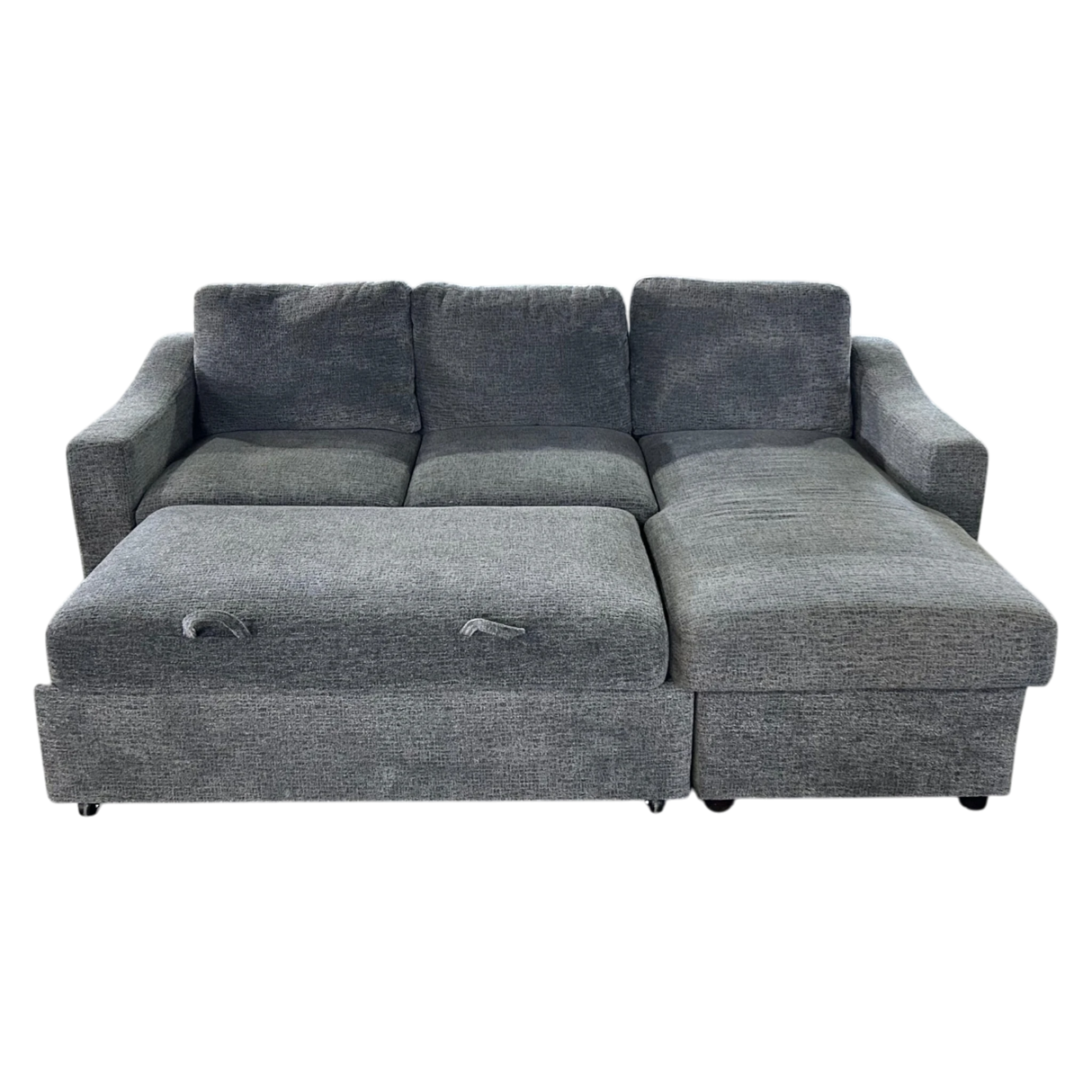 Coddle Aria Fabric Sleeper Sofa with Reversible Chaise and Storage, Gray