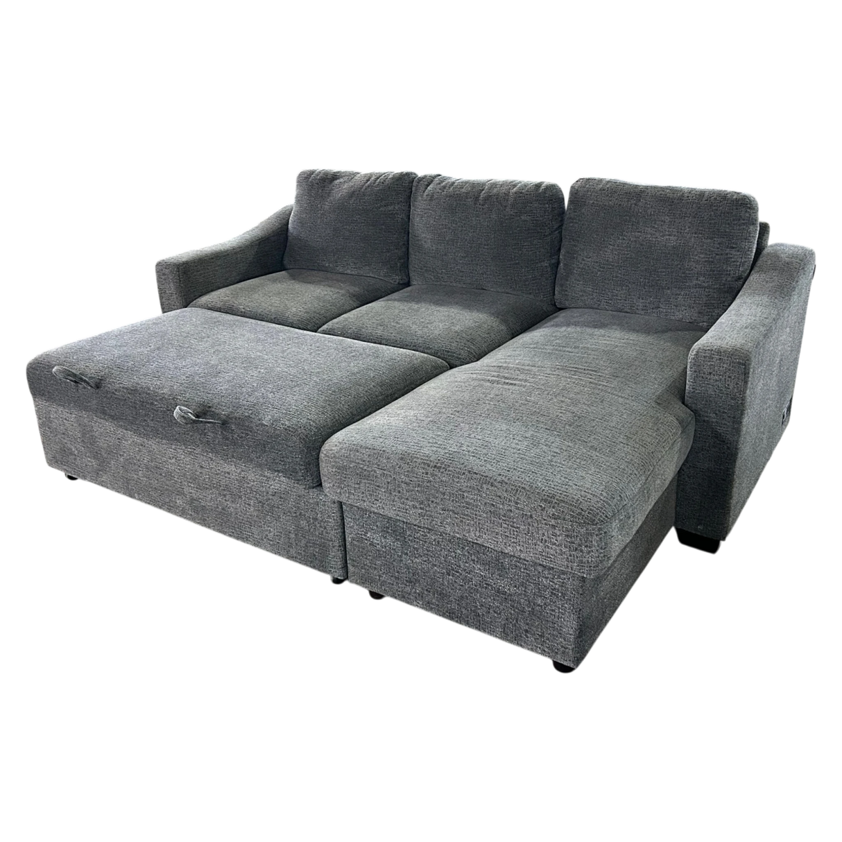 Coddle Aria Fabric Sleeper Sofa with Reversible Chaise and Storage, Gray