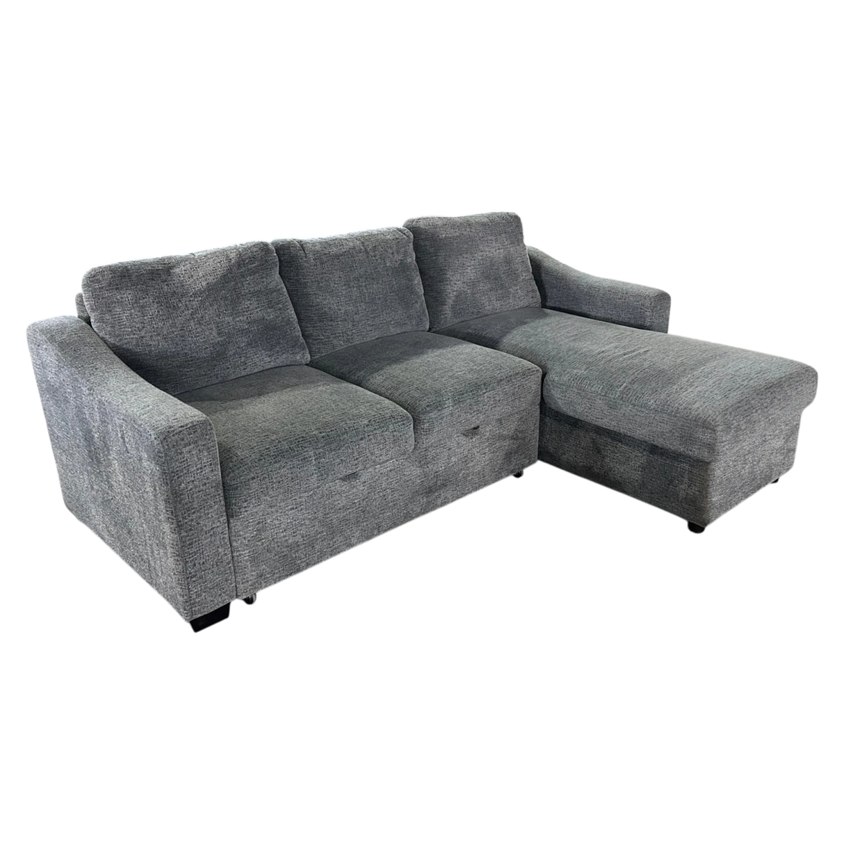 Coddle Aria Fabric Sleeper Sofa with Reversible Chaise and Storage, Gray