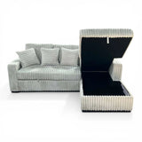 Bliss Small Corduroy Sectional Sleeper with Storage Chaise and USB Charging