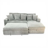 Bliss Small Corduroy Sectional Sleeper with Storage Chaise and USB Charging