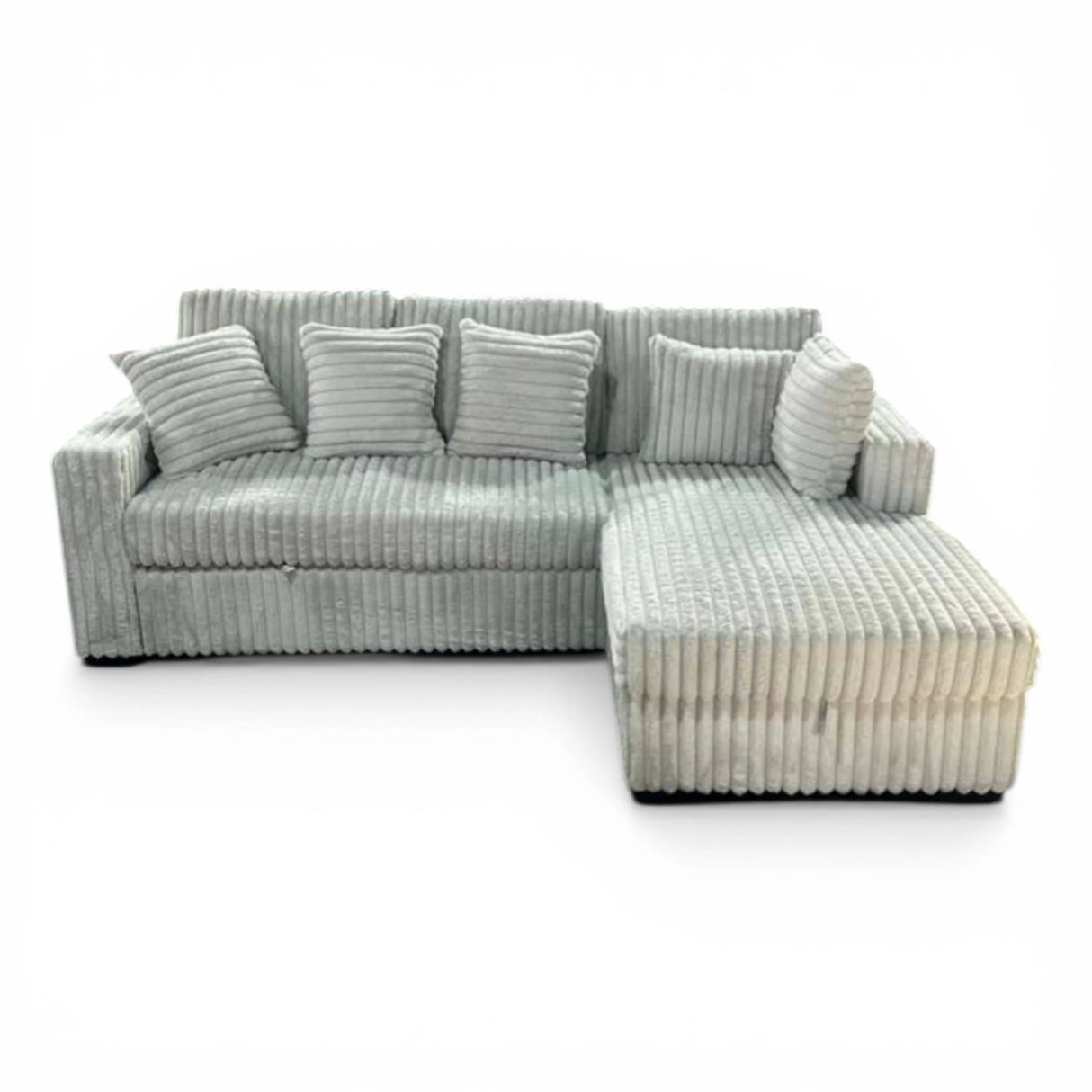Bliss Small Corduroy Sectional Sleeper with Storage Chaise and USB Charging