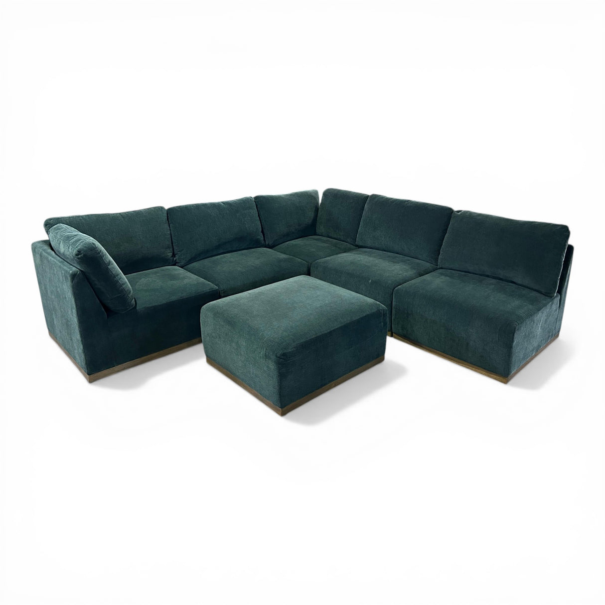 Henredon Murphy Fabric 6-Piece Modular Sectional with Ottoman, Green