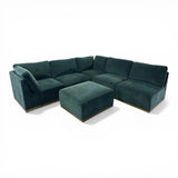 Henredon Murphy Fabric 6-Piece Modular Sectional with Ottoman, Green