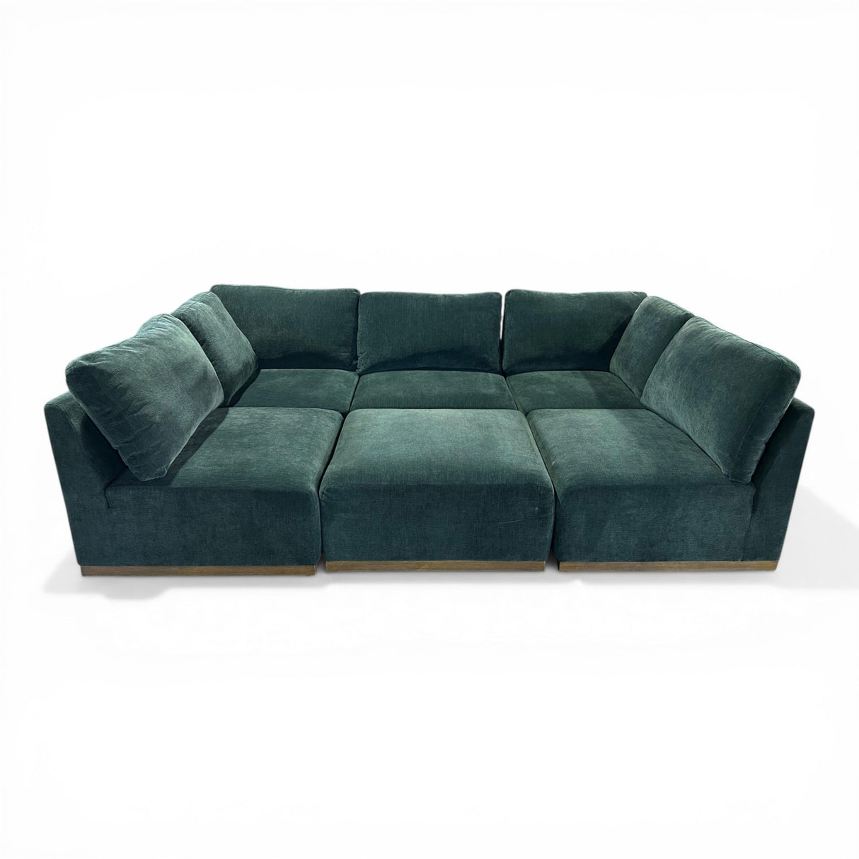 Henredon Murphy Fabric 6-Piece Modular Sectional with Ottoman, Green