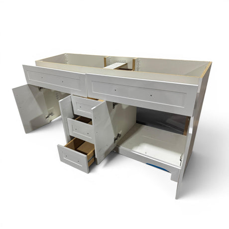 Tocador de baño Cauley de 60 pulgadas con lavabo doble y cubierta de mármol cultivado blanco Style Selections