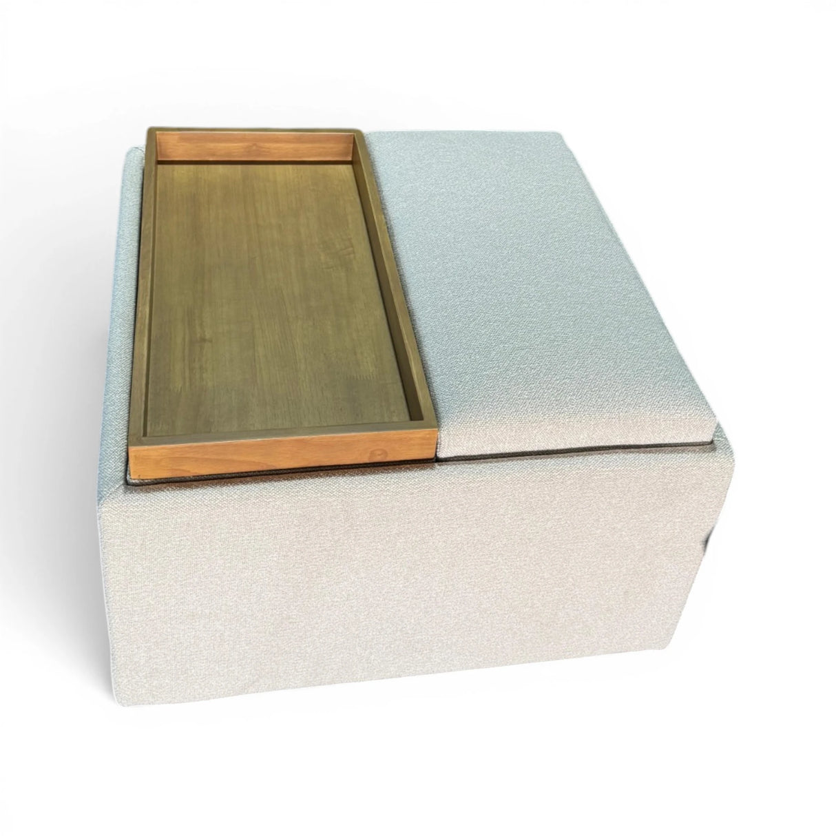 Henredon Sona Fabric Storage Ottoman with Reversible Wood Tray Tops