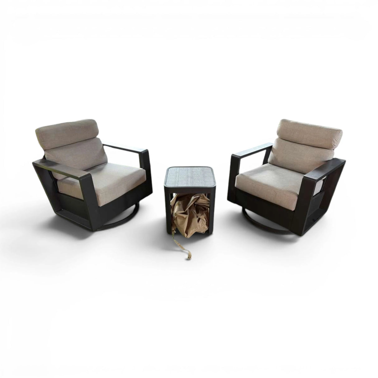 SunVilla Alden Outdoor Lounge Set with Swivel Chairs, 3 Pieces