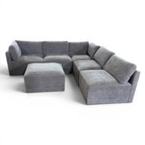 Thomasville Fallon Modular Sectional 6-piece Gray with Ottoman