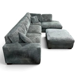 Thomasville Artesia 3-Piece Corduroy Fabric Sectional with Ottoman, Gray