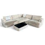 Henredon Corvin 6-Piece Modular Fabric Sectional with Storage Ottoman
