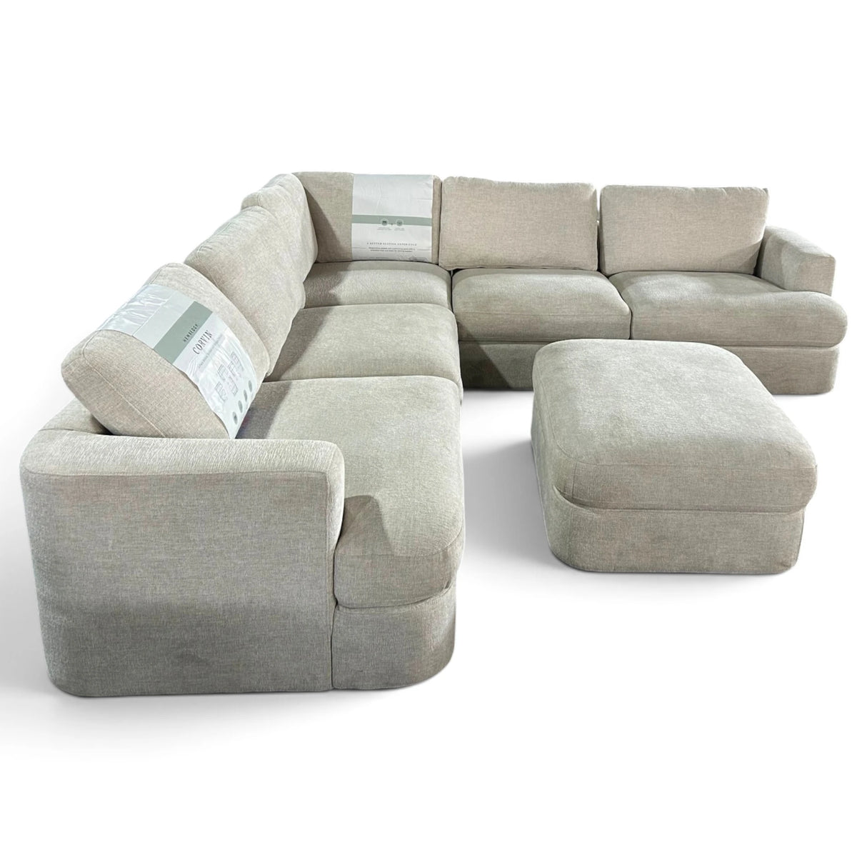 Henredon Corvin 6-Piece Modular Fabric Sectional with Storage Ottoman