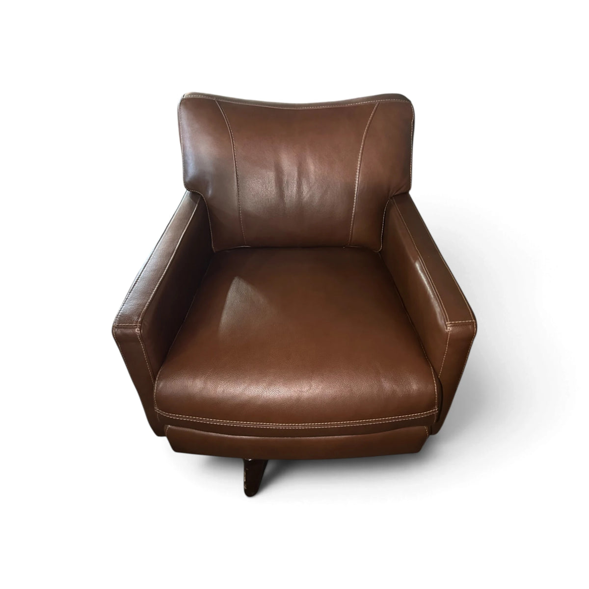 Mid-Century Modern Brown Leather Accent Armchair