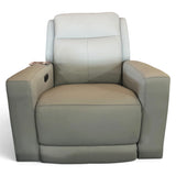 Wren Zero Gravity Power Leather Recliner with Power Headrest, Gray