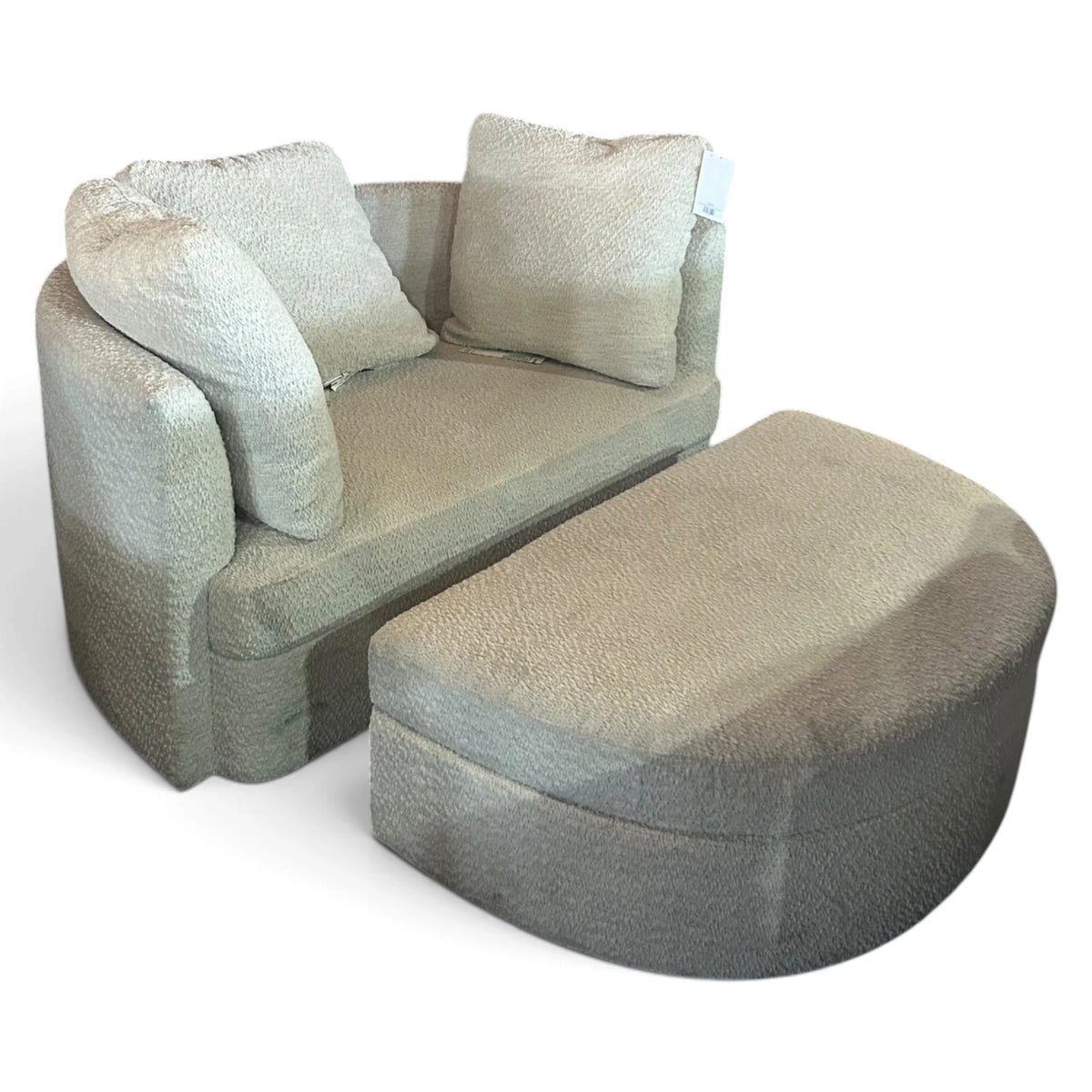 Holley Oversized Fabric Accent Chair with Storage Ottoman