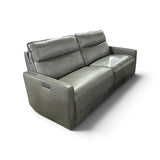 Henredon Keira Leather Power Reclining Sofa with Power Headrests, Gray