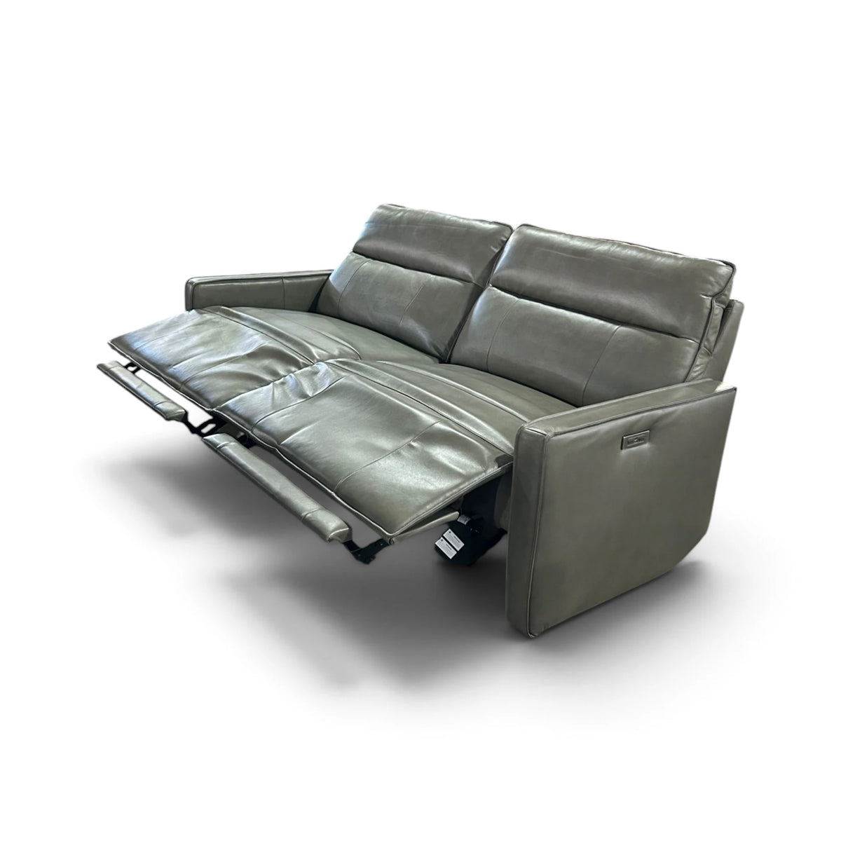 Henredon Keira Leather Power Reclining Sofa with Power Headrests, Gray