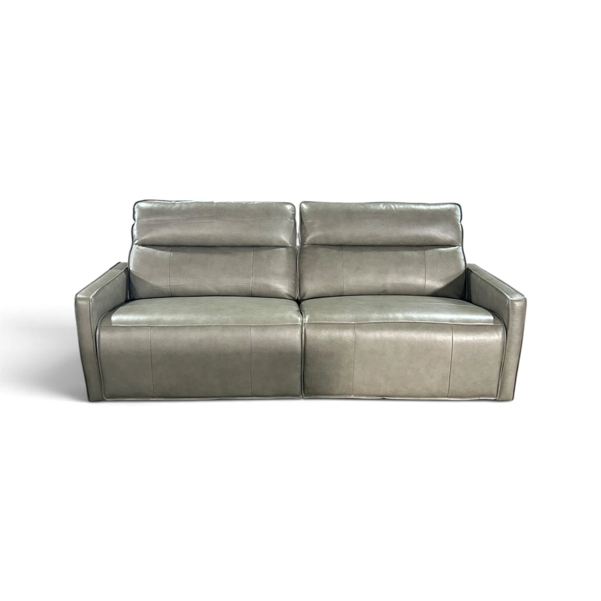 Henredon Keira Leather Power Reclining Sofa with Power Headrests, Gray