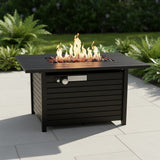 Outdoor Fire Pit Table Garden Heater Dual Fuel Steel 42x25in