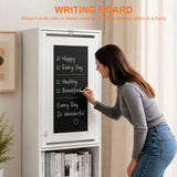 Folding Desk With Storage, Foldable Convertible Writing Table With Blackboard And Shelves For Home Office