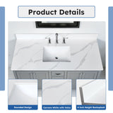 Bathroom Vanity Top With Undermount Sink, 3 Pre Drilled Holes